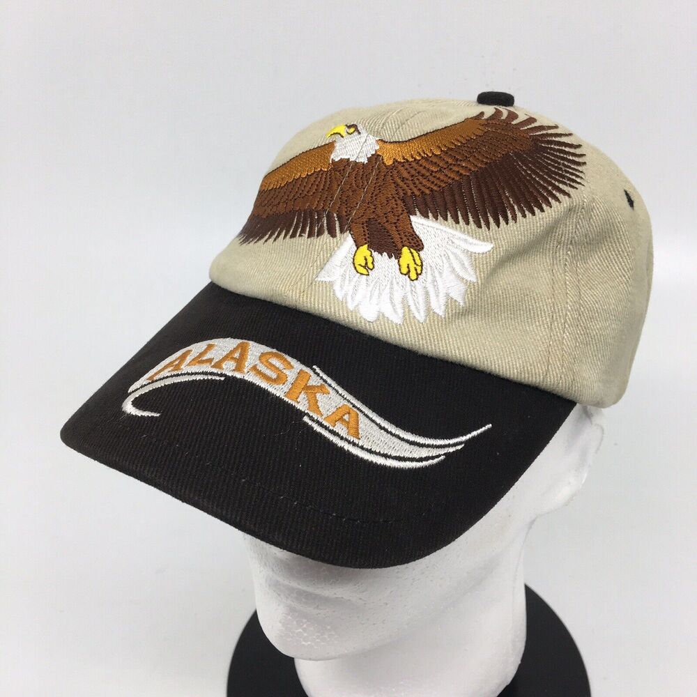 Arctic Circle "Alaska" Eagle American Black/Tan Strapback Embroidered Cap Hat